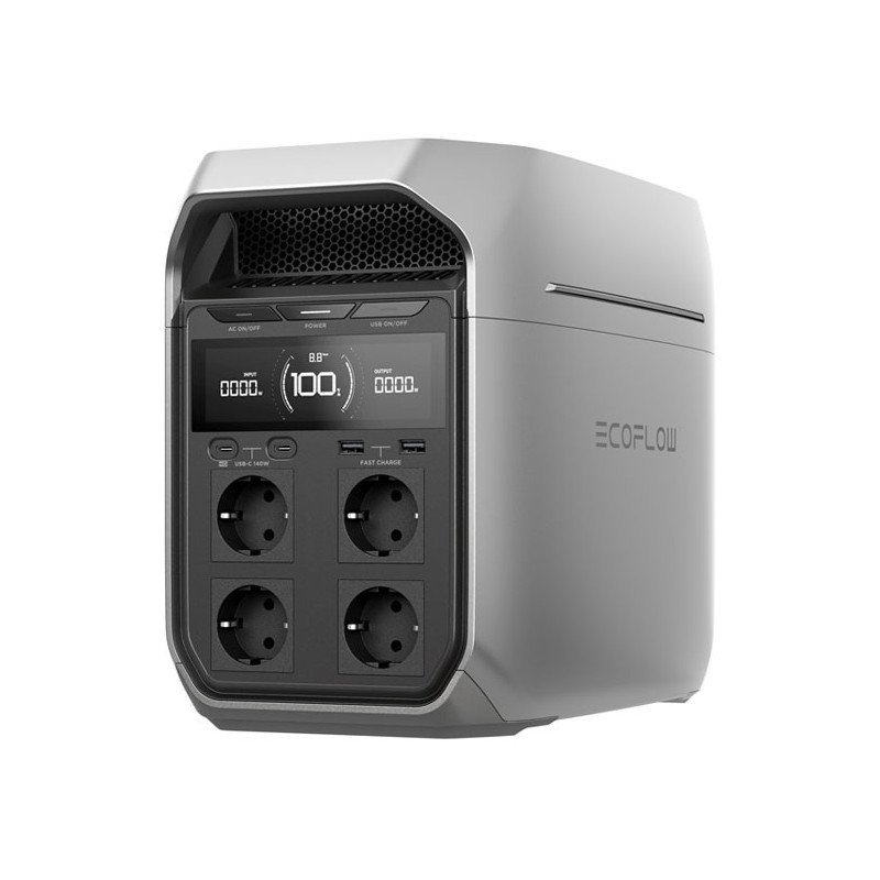 EcoFlow DELTA 3 Plus Tragbare Powerstation, 1024 Wh LiFePO4 Akku, 1800W AC-Ausgang, 1000W Solar-Eingang, IP65