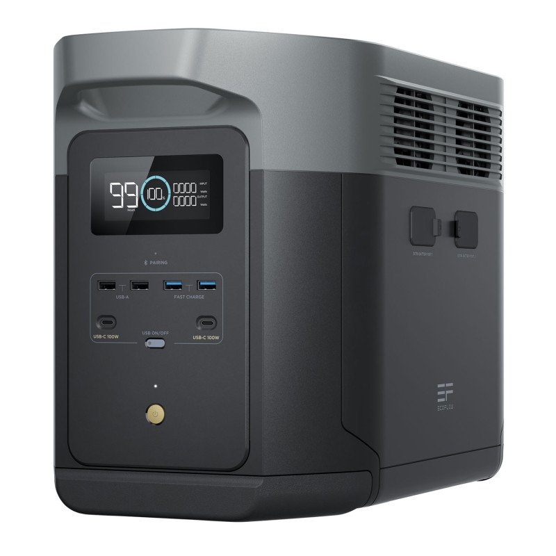 EcoFlow DELTA 2 Max Tragbare Powerstation, 2048 Wh LiFePO4 Akku, 2400W AC-Ausgang (X-Boost 3100W), 80 Min Schnellladung