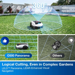 ECOVACS GOAT O500 Panorama Mähroboter, kabellos ohne Begrenzungskabel & Baken, LELS™ LiDAR, IPX6
